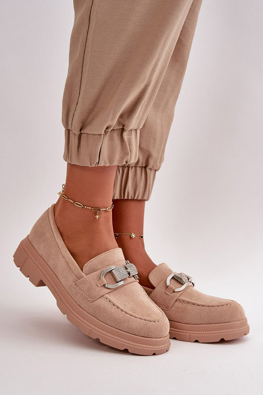 Moccassins beige sparkle
