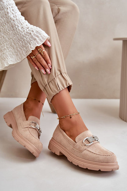 Moccassins beige sparkle